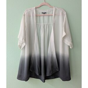 Eileen Fisher White to Black Ombre Sheer Kimono